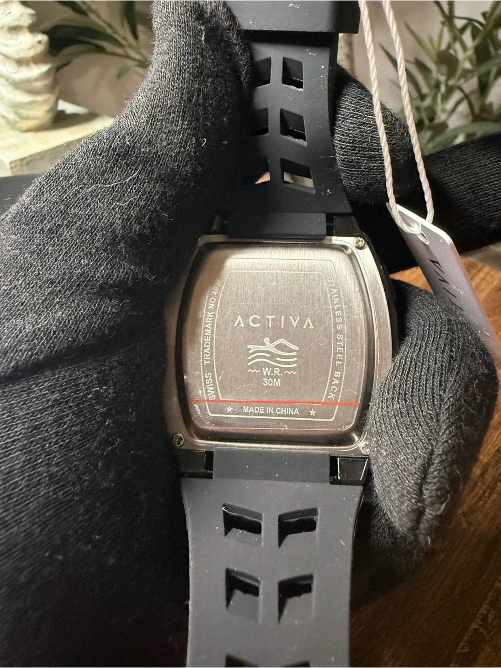 Activa Men’s Black Tonneau Quartz Watch 30M New With Tags + Box